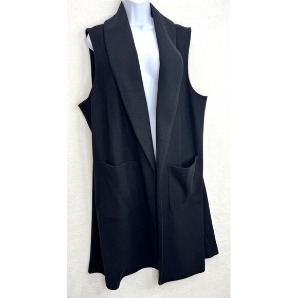 Joie Women's Black Midi Blazer Vest Open Size 2X Pockets Plus - Picture 4 of 11
